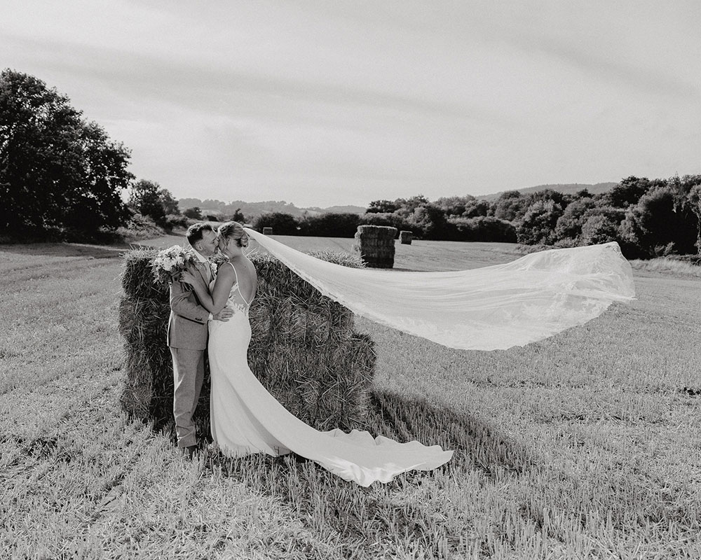 Bride and Groom veil shot, Exeter Wedding